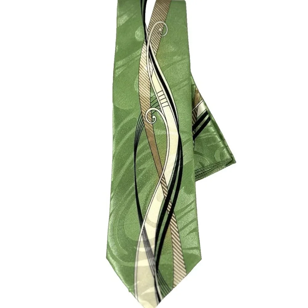 Da Ciro Boys Tie Hanky Set Green Black Beige Bone 3
